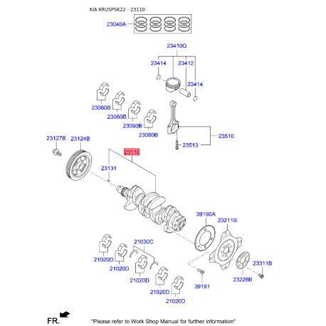 Коленчатый вал 23110-2B000 Mobis - 231102B000 - схема с каталога 23110, KRUSPSK22 231102B000