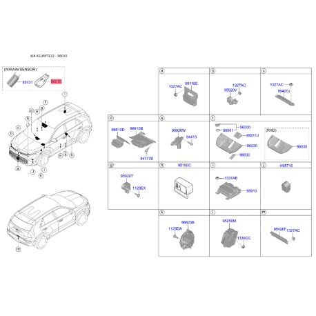 Датчик дощу 96010-C1000 Mobis - 96010C1000 - схема з каталогу 96010, KEURPTE22 96010C1000