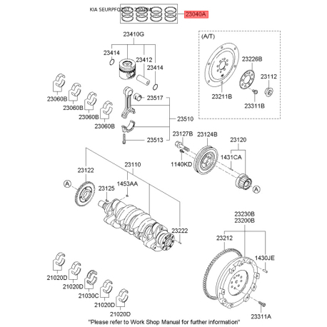 Кольца поршневые 23040-23971 Mobis - 2304023971 - схема с каталога 23040A, SEURPFQZ07 2304023971