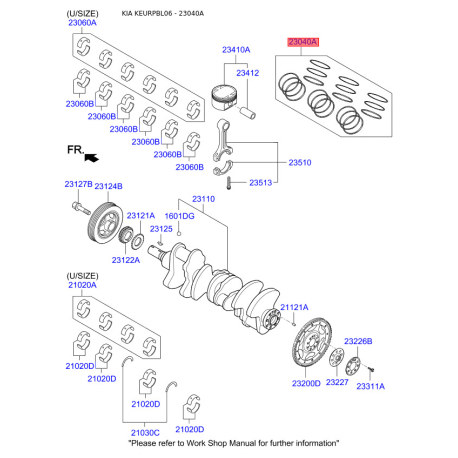 Кільця поршневі 23040-4A912 Mobis - 230404A912 - схема з каталогу 23040A, KEURPBL06 230404A912