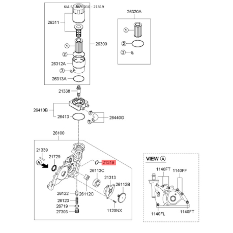 Прокладка, масляный насос 21330-27002 Mobis - 2133027002 - схема с каталога 21319, SEURPED10 2133027002