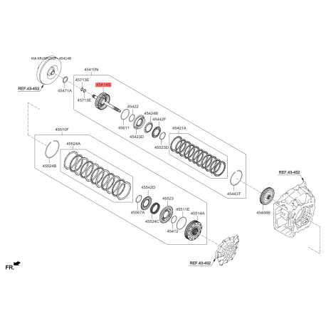 Вал первинний (фрикціон) АКПП 45414-3B400 Mobis - 454143B400 - схема з каталогу 45414B, KRUSPC515 454143B400