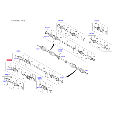 Чехол полуоси (пыльник) приводного вала левый 49581-2W100 Mobis - 495812W100 - схема с каталога 49509B, KEURPXM12 495812W100