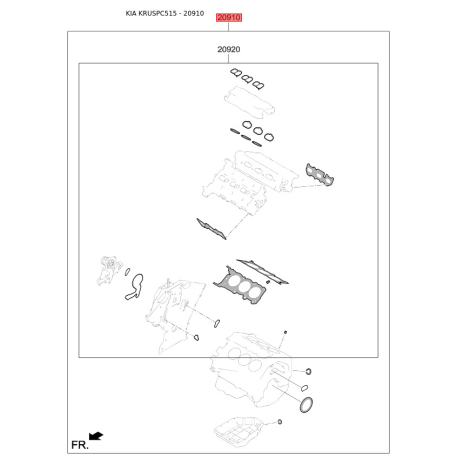 Комплект прокладок двигателя 20910-2FH00 Mobis - 209102FH00 - схема с каталога 20910, KRUSPC515 209102FH00