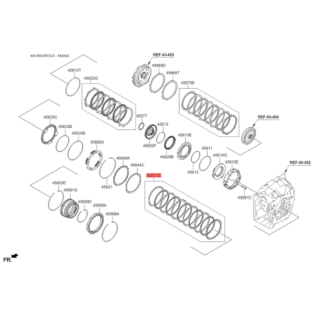 Комплект ламелей, автоматическая коробка передач 45641-3B400 Mobis - 456413B400 - схема с каталога 45641E, KRUSPC515 456413B400