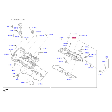Клапан давления масла фазорегулятора 24570-3C110 Mobis - 245703C110 - схема с каталога 24570A, AKMAPS922 245703C110