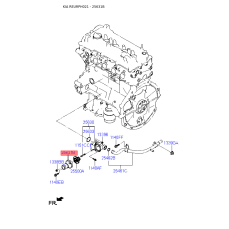 Корпус термостата 25631-2B051 Mobis - 256312B051 - схема с каталога 25631B, REURPH021 256312B051