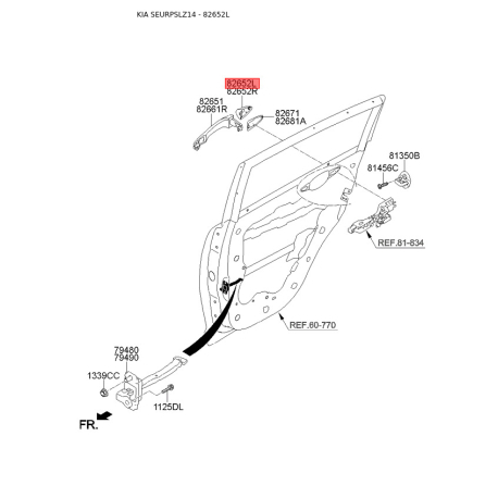 Система управления ручки двери левая 82652-3W010 Mobis - 826523W010 - схема с каталога 82652L, SEURPSLZ14 826523W010