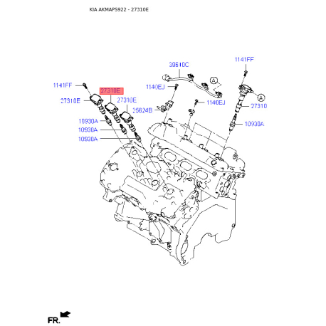 Катушка зажигания 27310-3L030 Mobis - 273103L030 - схема с каталога 27310E, AKMAPS922 273103L030