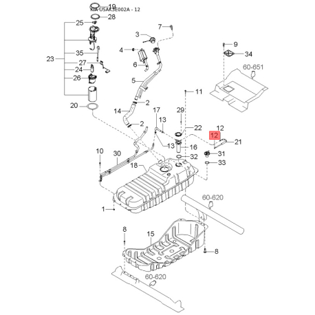 Подшипник промежуточный карданного вала 0W001-25060A Mobis - 0W00125060A - схема с каталога 12, USAK3E002A 0W00125060A