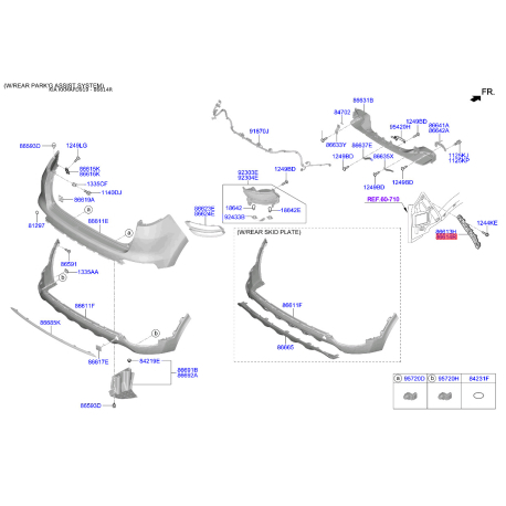 Кронштейн, буфер правый 86614-D9000 Mobis - 86614D9000 - схема с каталога 86614R, KKMAPD919 86614D9000