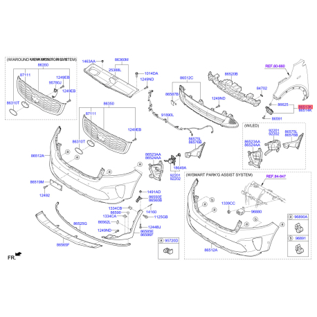 Кронштейн, буфер лівий 86513-C5000 Mobis - 86513C5000 - схема з каталогу 86513K, KRUSPC518 86513C5000