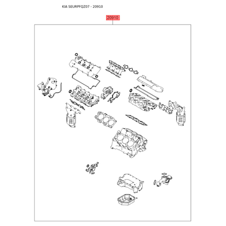 Комплект прокладок двигуна 20910-27D10 Mobis - 2091027D10 - схема з каталогу 20910, SEURPFQZ07 2091027D10