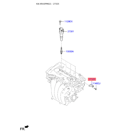 Конденсатор, система зажигания 27325-25100 Mobis - 2732525100 - схема с каталога 27325, KRUSPM621 2732525100