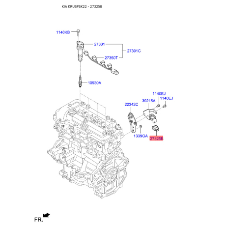 Конденсатор, система зажигания 27325-2B010 Mobis - 273252B010 - схема с каталога 27325B, KRUSPSK22 273252B010