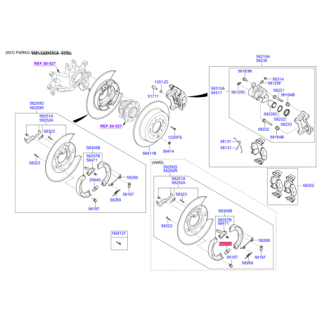 Регулировочный элемент, стояночный тормоз- тормозной суппорт 58253-2P100 Mobis - 582532P100 - схема с каталога 25649, KKMAPD919 582532P100