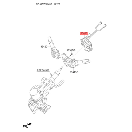 Віта пружина, подушка безпеки 93490-3R110 Mobis - 934903R110 - схема з каталогу 93490, SEURPSLZ14 934903R110