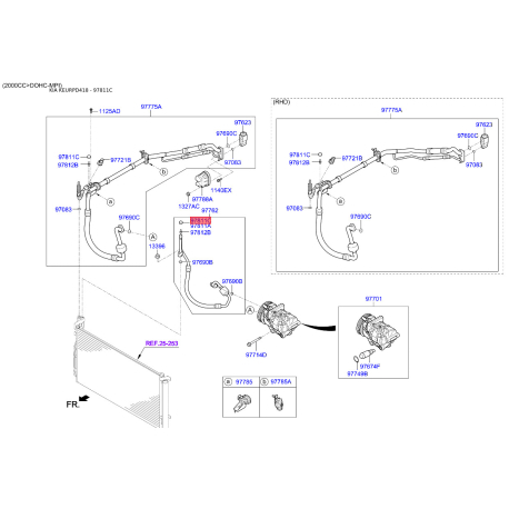 Розширювальний клапан, кондиціонер 97811-39200 Mobis - 9781139200 - схема з каталогу 97811C, KEURPD418 9781139200