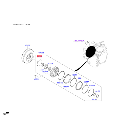 Кільце ущільнювальне маслонасоса АКПП 46158-3B600 Mobis - 461583B600 - схема з каталогу 46158, KRUSPGZ23 461583B600