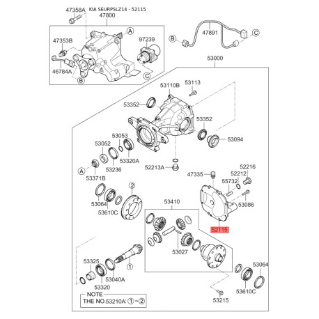 Кожух дифференциала заднего моста 53075-3B200 Mobis - 530753B200 - схема с каталога 52115, SEURPSLZ14 530753B200