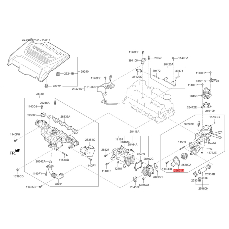 Корпус термостату 25612-2F010 Mobis - 256122F010 - схема з каталогу 25621F, KRUSPC515 256122F010