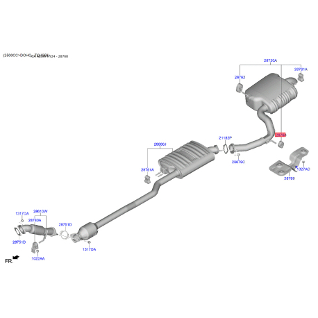 Подушка крепления выпускной системы 28760-2G000 Mobis - 287602G000 - схема с каталога 28768, AEURPHY24 287602G000