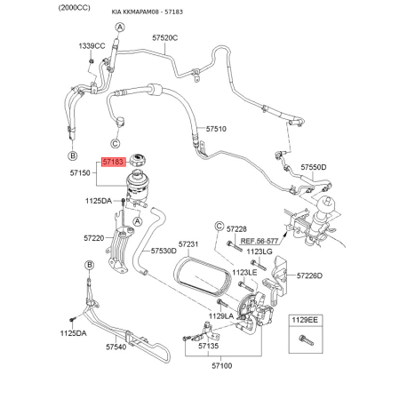 Крышка бачка гидроусилителя руля (ГУР) 57153-2E000 Mobis - 571532E000 - схема с каталога 57183, KKMAPAM08 571532E000