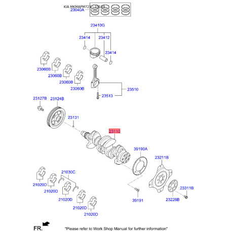 Колінчастий вал 23110-2B710 Mobis - 231102B710 - схема з каталогу 23110, MKMAPM721 231102B710