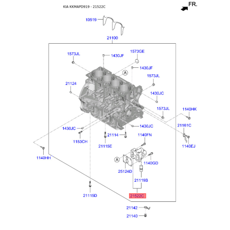 Фільтр масляний 21121-2G000 Mobis - 211212G000 - схема з каталогу 21522C, KKMAPD919 211212G000