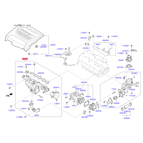 Коллектор впускной 28310-2F650 Mobis - 283102F650 - схема с каталога 28310, KRUSPC518 283102F650