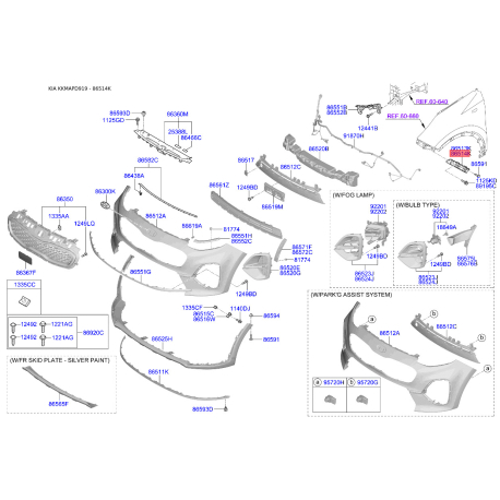 Кронштейн, буфер правый 86514-D9000 Mobis - 86514D9000 - схема с каталога 86514K, KKMAPD919 86514D9000