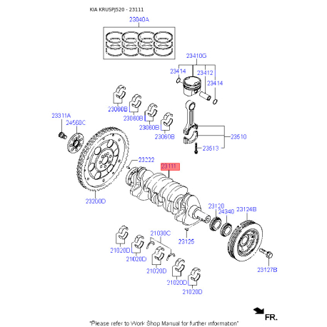 Колінчастий вал 23111-2G030 Mobis - 231112G030 - схема з каталогу 23111, KRUSPJ520 231112G030