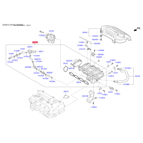 Коллектор впускной 28310-2G030 Mobis - 283102G030 - схема с каталога 28310, KEURPD418 283102G030
