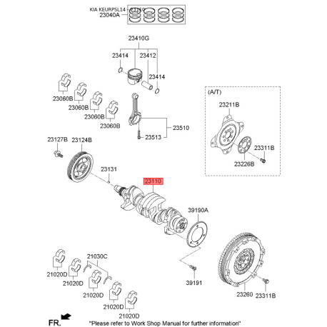 Колінчастий вал 6D056-2EU00 Mobis - 6D0562EU00 - схема з каталогу 23110, KEURPSL14 6D0562EU00