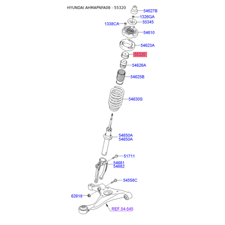 Шайба штока амортизатора 54629-3K000 Mobis - 546293K000 - схема с каталога 55320, AHMAPNFA08 546293K000