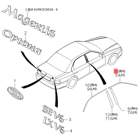 Бачок головного гальмівного циліндра 58529-38004 Mobis - 5852938004 - схема з каталогу 6, EURK3C002A 5852938004