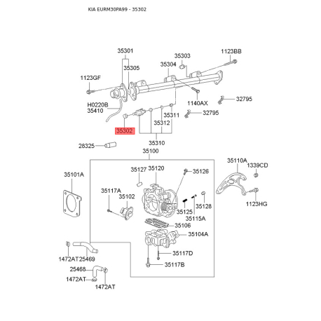 Кольцо форсунки уплотнительное 35302-32800 Mobis - 3530232800 - схема с каталога 35302, EURM30PA99 3530232800