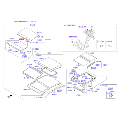 Люк і комплектуючі 81672-3S000 Mobis - 816723S000 - схема з каталогу 81672B, KHMAPGFE11 816723S000