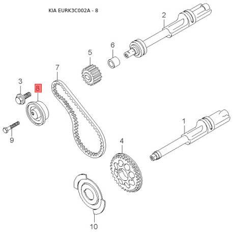 Сайлентблок важеля підвіски 54440-38000 Mobis - 5444038000 - схема з каталогу 8, EURK3C002A 5444038000