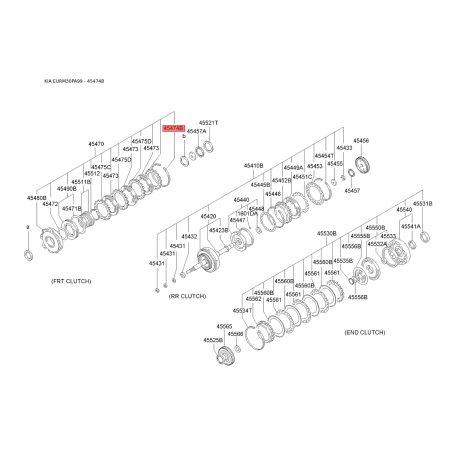 Ламели, автоматическая коробка передач 45453-37000 Mobis - 4545337000 - схема с каталога 45474B, EURM30PA99 4545337000