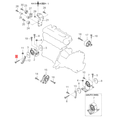 Дверь, кузов левая 77003-3C020 Mobis - 770033C020 - схема с каталога 1, EURK3C002A 770033C020