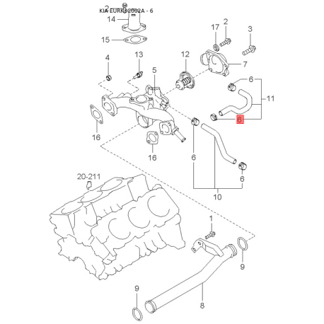 Петля бічних дверей права нижня 79340-38000 Mobis - 7934038000 - схема з каталогу 6, EURK3C002A 7934038000