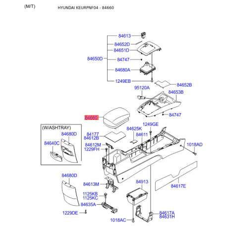 Підлокітник 84660-3K120QD Mobis - 846603K120QD - схема з каталогу 84660, KEURPNF04 846603K120QD