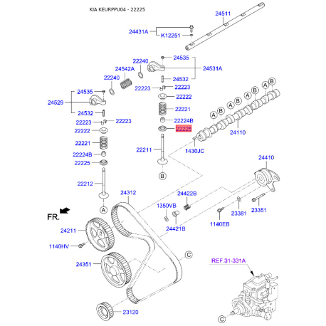 Манжета (сальник) клапана 22225-11001 Mobis - 2222511001 - схема с каталога 22225, KEURPPU04 2222511001