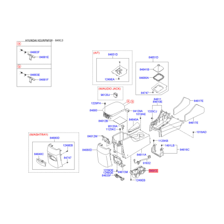 Центральная консоль комлекующие 84620-3K040V2 Mobis - 846203K040V2 - схема с каталога 84913, KEURPNF08 846203K040V2