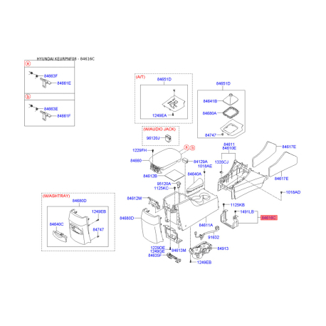Центральна консоль комплектуючи 84631-3K500 Mobis - 846313K500 - схема з каталогу 84616C, KEURPNF08 846313K500