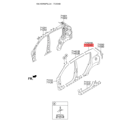 Крило задне праве 71504-3WC00 Mobis - 715043WC00 - схема з каталогу 71504B, KKMAPSL14 715043WC00