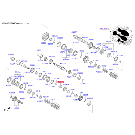 Подшипник игольчатый КПП 43255-24700 Mobis - 4325524700 - схема с каталога 43255C, SEURPF119 4325524700