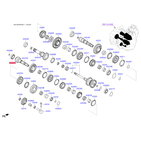 Подшипник вторичного вала задний 43220-24300 Mobis - 4322024300 - схема с каталога 43220F, KEURPH817 4322024300