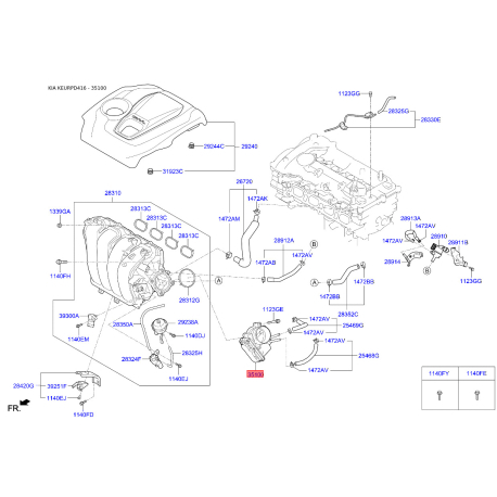 Дроссельная заслонка 35100-25410 Mobis - 3510025410 - схема с каталога 35100, KEURPD416 3510025410